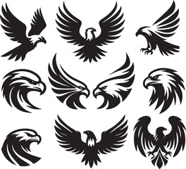 set of eagle hade logo vector illustration 