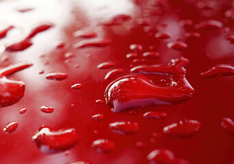 water drops on red surface