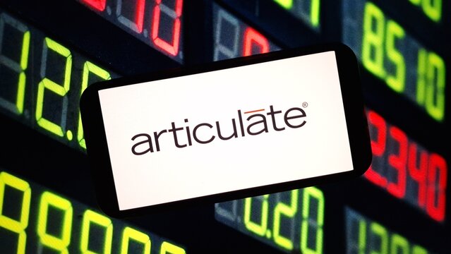 Konskie, Poland - June 10, 2024: Articulate creator platform logo displayed on mobile phone screen