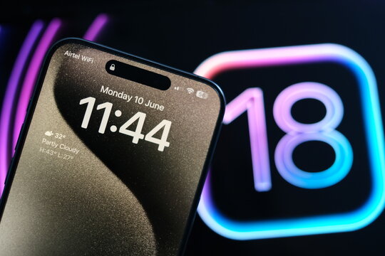 Close up shot of Apple iPhone 15 Pro, Apple announces iOS 18 with new AI features and more customizable homescreen, New Delhi India June 10 2024