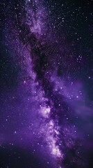 Obraz premium Purple Starry Night Sky. A breathtaking view of the night sky filled with countless stars and a beautiful purple hue, evoking a sense of wonder and serenity.