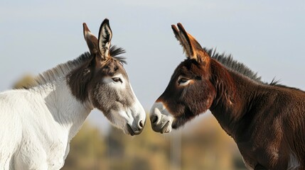 Two talking donkeys one white and one brown