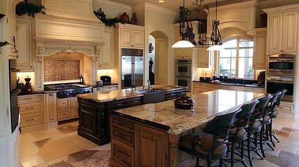 Beautiful custom kitchen with island in home