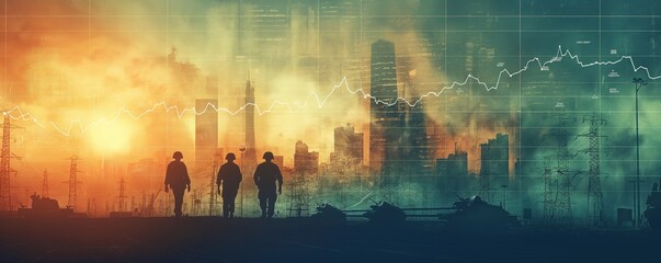 Urban skyline and power lines with graphs