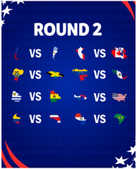 American Football USA 2024 Flags Map Matches Round 2 Abstract Design Logo Symbol American Football final Vector illustration