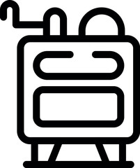 Icon of old fashioned wood burning stove with chimney pipe and legs