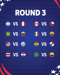 American Football USA 2024 Flags Matches Round 3 Abstract Design Logo Symbol American Football final Vector illustration