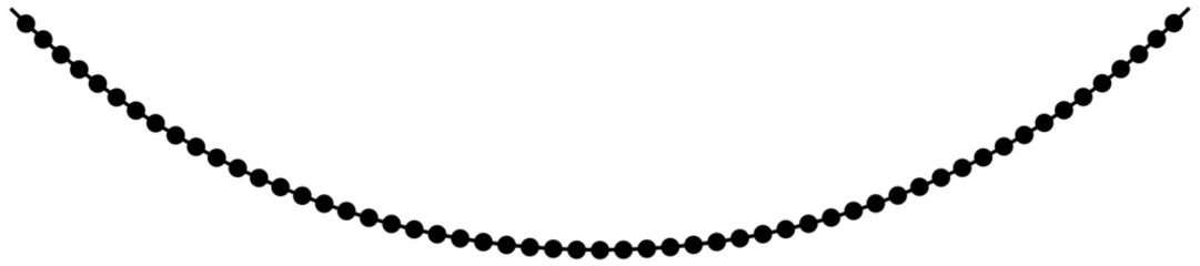 Arabic beads garland for Islamic holidays Ramadan, Eid Al-Adha, Eid Mubarak. Eastern black silhouette of Arabic city, mosque, Koran, crescent, star, hookah, rosary, lantern garland. Vector