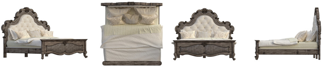 Bed of 3D Render with transparent background