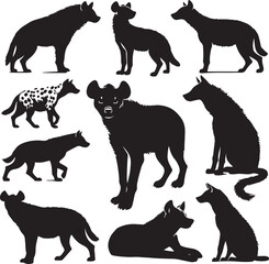 hyena silhouette bundle vector