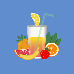 Summer fruit with glass of juise
