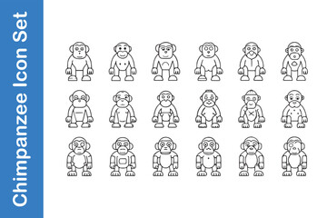 Chimpanzee Icon set with vector collections. 