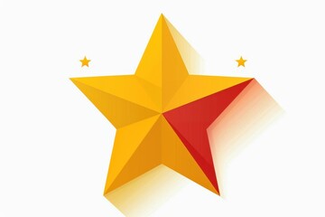 This image depicts a 2D golden star with a dynamic red shadow giving it depth, often used to symbolize quality, accomplishment, or rating