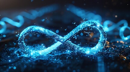 Blue glowing infinity symbol with particles