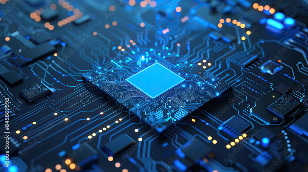 Aufkleber advanced futuristic computer motherboard with central processing unit circuitry components pcb board