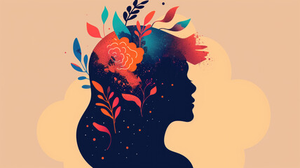 Mental Health Awareness Month. Vector web banner for social media, posters, cards, and flyers