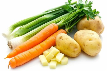 Vegetables on white background for packaging design