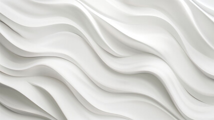 Obraz premium Abstract Wave Background. White Minimalistic Texture. Template 3d background. 3D pedestal podium with white paper swirl flow on white studio background. white background