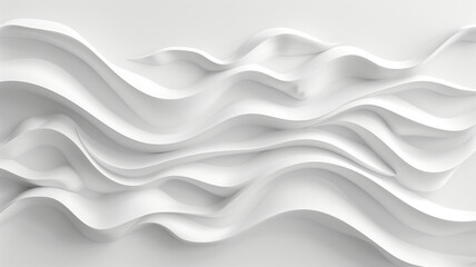 Abstract Wave Background. White Minimalistic Texture. Template 3d background. 3D pedestal podium with white paper swirl flow on white studio background. white background