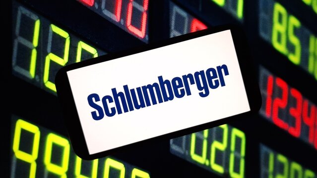 Konskie, Poland - June 10, 2024: Schlumberger company logo displayed on mobile phone