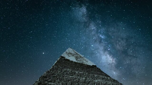 Egypt Giza Pyramid of Khafre and Milky Way Galaxy Pan R