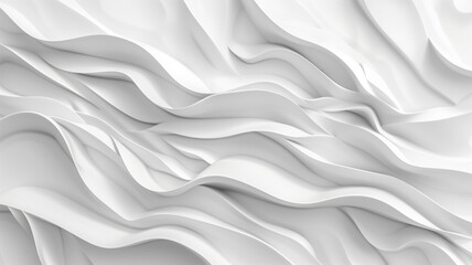 Fototapeta premium Abstract Wave Background. White Minimalistic Texture. Template 3d background. 3D pedestal podium with white paper swirl flow on white studio background. white background