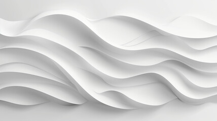 Obraz premium Abstract Wave Background. White Minimalistic Texture. Template 3d background. 3D pedestal podium with white paper swirl flow on white studio background. white background