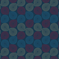Seamless pattern with circles abstract colors indie pink and blue and green ornament lines minimal