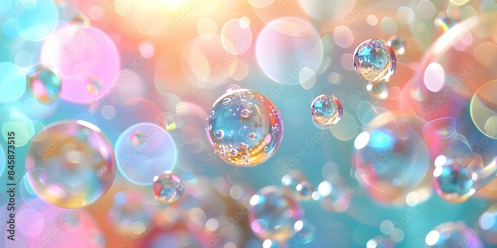 Poster ai-powered generative cleaning simulation with realistic colored bubbles. concept cleaning simulatio
