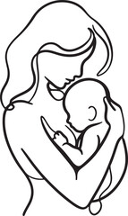 mother and son vector art illustration