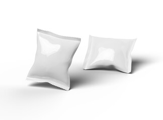 Naklejka premium 3D render of a glossy generic, sealed snack packaging bag with crimped edges on a transparent background