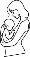 mother and son vector art illustration