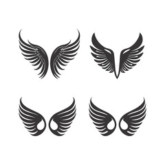 Set of wings silhouette vector illustration.