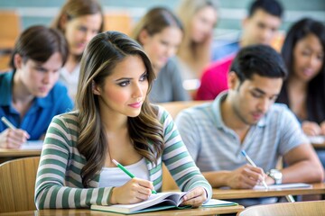 young student sitting at desk in classroom