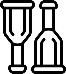 Pair of crutches standing upright representing medical rehabilitation and physical therapy