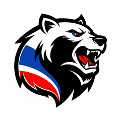 bear and Russian flag logo vector artwork illustration