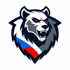bear and Russian flag logo vector artwork illustration