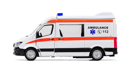 Emergency Ambulance Van toy Isolated on White Background