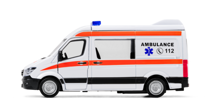 Emergency Ambulance Van toy Isolated on White Background