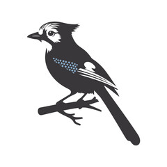 Obraz premium Steller's jay bird leaf and flower vector silhouette illustration, creative design