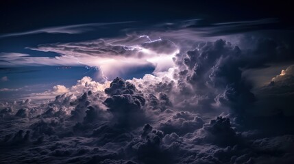 Thunder storm with lightning bolt strike and cloud.