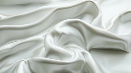 Obraz premium Simple White Background with Smooth Curved Satin Waves for Product or Text Design