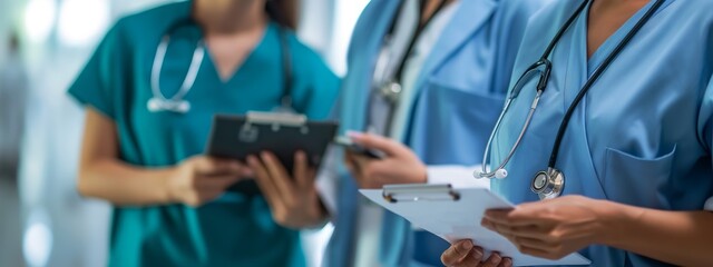 Health workers doctors and medics discuss a treatment plan
