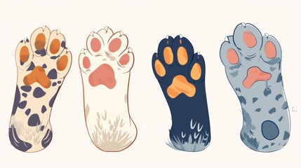 Vector illustration of cute cat paws