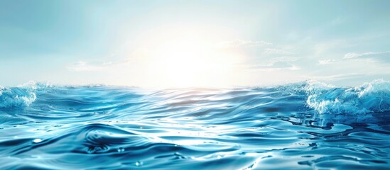Abstract Background of Calm Blue Water with Sunlit Waves and Copy Space