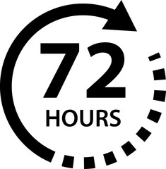 Hours time arrow. Time line icon. Delivery and service time icon. Deadline concept. Work time symbol isolated on white background.