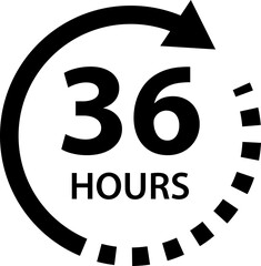 Hours time arrow. Time line icon. Delivery and service time icon. Deadline concept. Work time symbol isolated on white background.