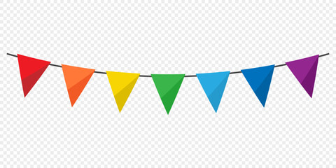 Fototapeta premium Colorful bunting and garland. Birthday decoration elements flags vector