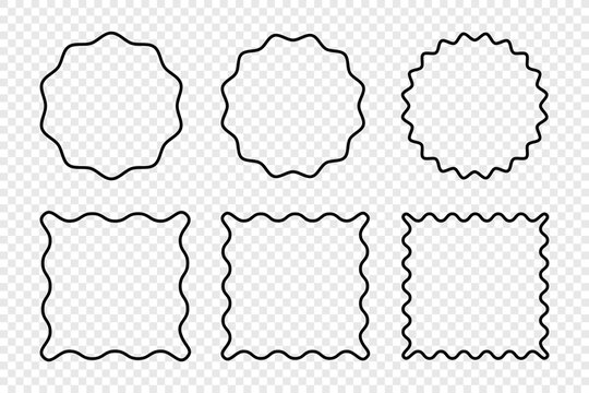 Wave frame icon set. Wavy edge rectangle line frame