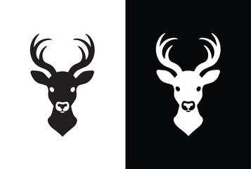 Dear head logo vector template with black background.